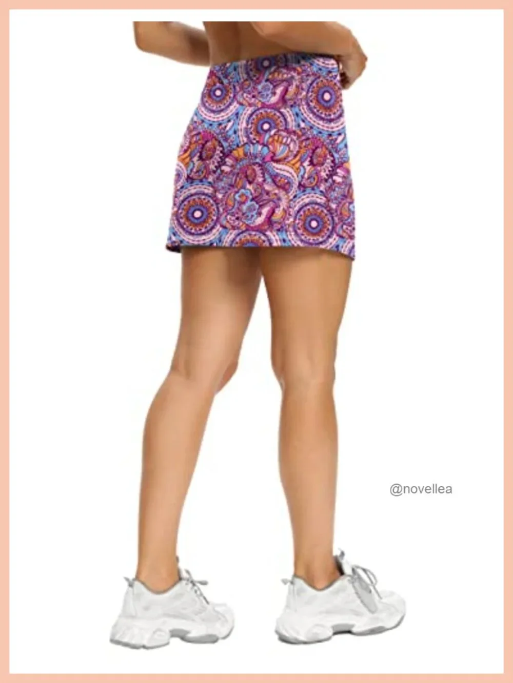 Nylon Spandex Tennis Skort with Built-in Shorts, Side Pocket, High Rise,
